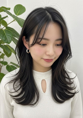 セミロング/レイヤーカート/韓国巻き/海外風バタフライヤー