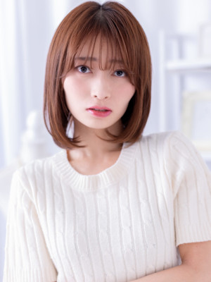 インナーカラーワンカールミディアムレイヤー　ローズベージュ