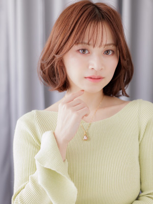 スモーキーカラー抜け感ドライパーマゆるふわボブ30代40代