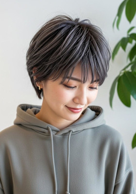  ボーイッシュボブ/大人かわいい/バタフライレイヤー韓国巻き