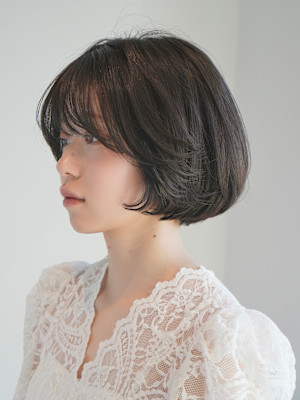 丸みショート・ボブ/丸顔/前髪あり/絶壁解消/20代/30代