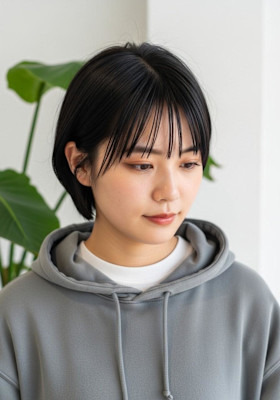  ハッシュカットショート/ブラック/ストリートボブ/かわいい