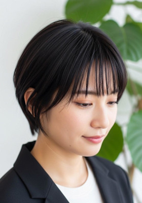 耳かきショート/ブラック/大人かわいい/バタフライレイヤー