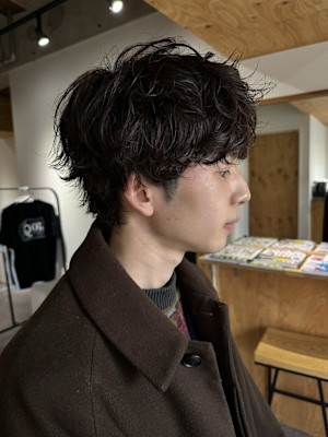 無造作ニュアンスマッシュシャドウシャドウパーマ