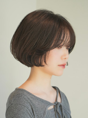 丸みショート・ボブ/丸顔/前髪あり/絶壁解消/20代/30代
