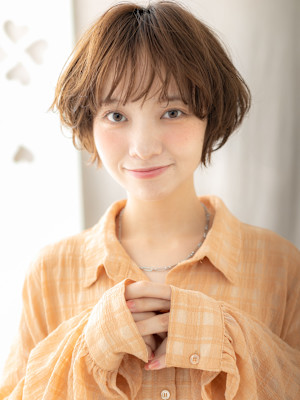 スモーキーブラウン大人ガーリー小顔マッシュパーマ20代30代