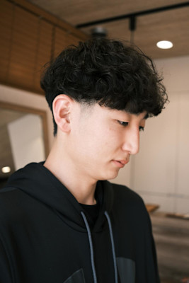 メンズマッシュ波巻き風縦落ち