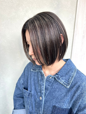 ボブ×ハイライト　フルブルーム