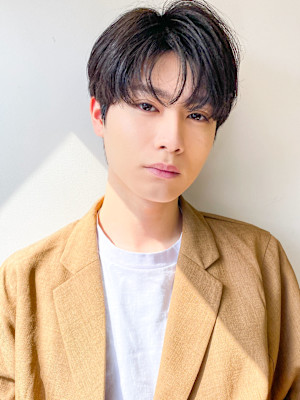 簡単セット◎メンズパーマニュアンスパーマ黒髪マッシュ