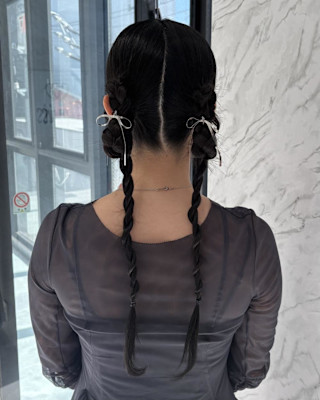 ハッシュカット/顔周りカット/ダークブラウン/シャギーカット