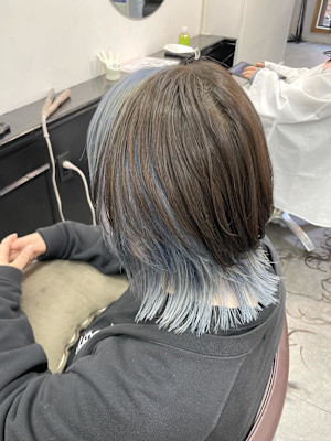 ペールブルー/デザインカラー/ポイントブリーチ