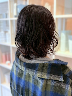 ボブパーマ ニュアンスパーマ ダークブラウン 30代 40代