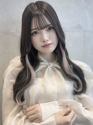 オリーブグレ／小顔に見せるヘア／ココアベージュ/黒髪カタログ