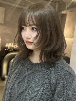 オリーブグレ／小顔に見せるヘア／ココアベージュ／黒髪カタログ
