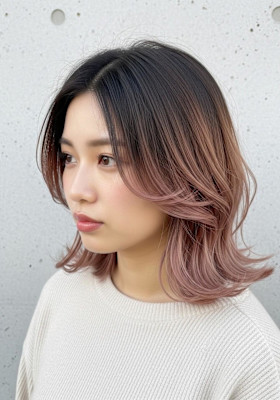 顔周カットボブ/シャギーカット/エンドカラー/大人ミディアム