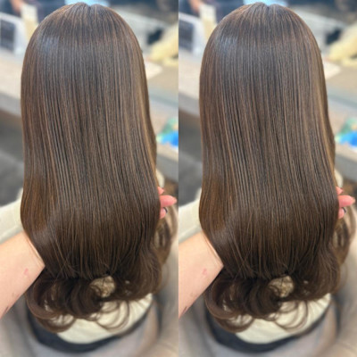 ハッシュカット/顔周りカット/ダークブラウン/シャギーカット