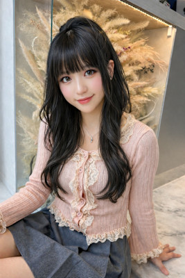 ハッシュカット/顔周りカット/ダークブラウン/シャギーカット