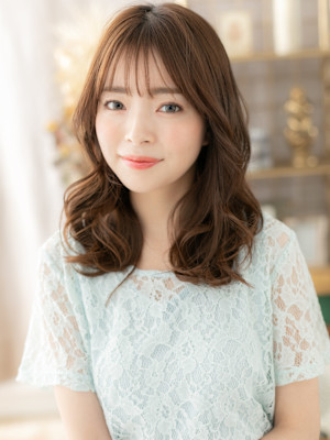 Aラインくびれヘア韓国風エアウェーブパーマ　ドライパーマ