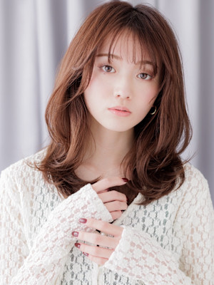 大人かわいい韓国風巻きゆるふわワンホンレイヤー20代30代