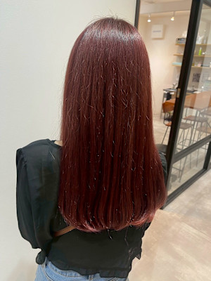 ボルドーワインカラー×ストレート【担当：吉井】