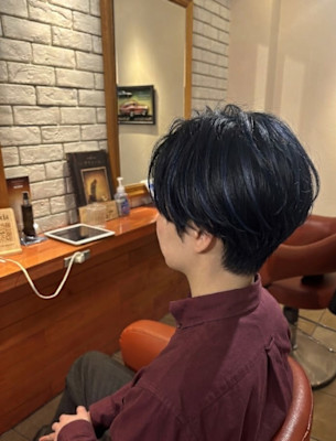 深みのあるブルーブラックが際立つマッシュ【113スタイル】