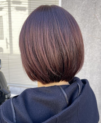 春色ツヤ髪ピンクカラー　ショートボブ　暖色