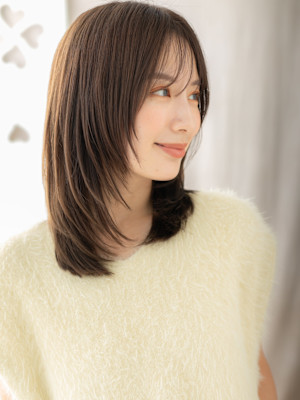 ダークグレージュシャギーカットワンホンレイヤー30代40代