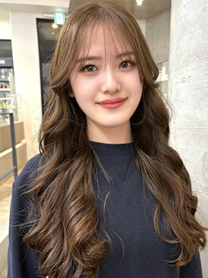 韓国ヘア 透明感カラー ベージュカラー 顔周りレイヤー*