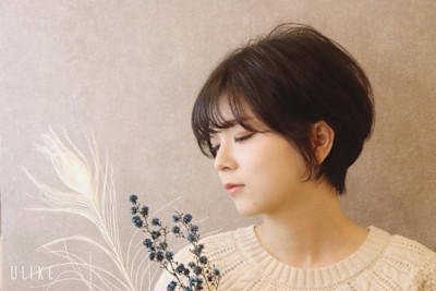 大人可愛い小顔ナチュラル前下がり丸みショート