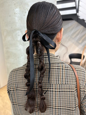 編み下ろし お呼ばれヘア 結婚式 ヘアセット 成人式*