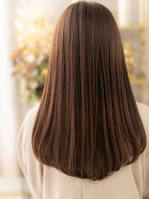 透け感ダークアッシュスーパーロングレイヤー　モカブラウンb