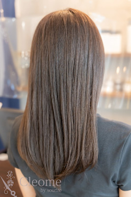 ♪オリーブグレークラゲヘアーココアベージュ小顔レイヤー黒髪