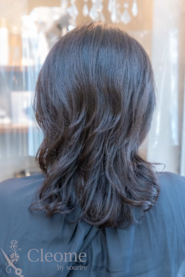 ♪オリーブグレー小顔レイヤーカットクラゲヘアーココアベージュ