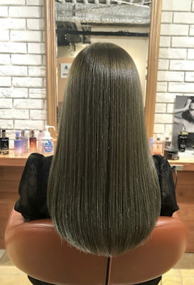 透明感グレージュ×髪質改善美髪ストレート【123スタイル】