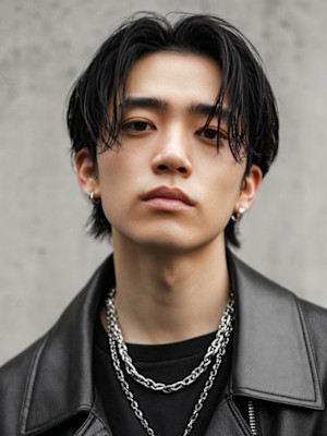 20代 韓国ヘア センターパート マッシュヘア カルマパーマ