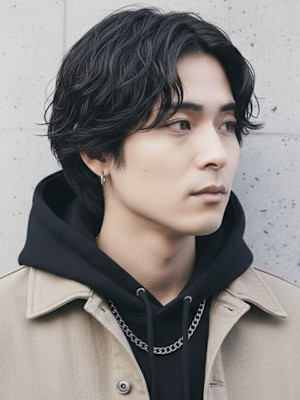 ニュアンスパーマ 波巻きパーマ ツーブロック メンズパーマ