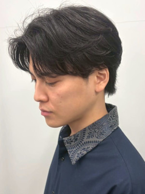 センターパート 毛流れパーマ ニュアンスパーマ ビジネス