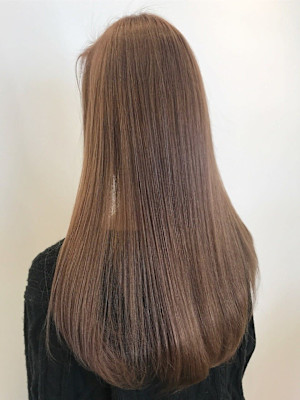 透明感　ハイトーンベージュ　ダブルカラー　ストレート