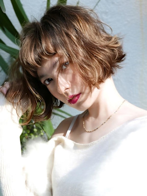 ダークブラウン/ラフなニュアンスホブ/モカブラウン