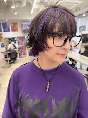 ウルフカット/中性ウルフ/ケアブリーチ/ダブルカラー