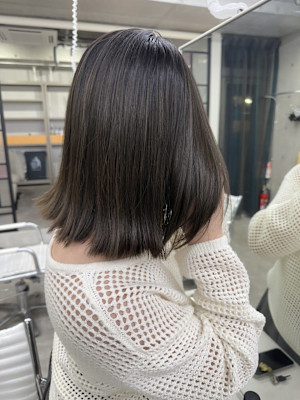 韓国顔まわりレイヤーカットグレージュオリーブベージュブラウン