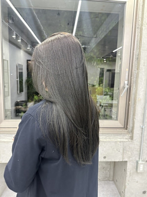 韓国顔まわりレイヤーカットグレージュオリーブベージュブラウン