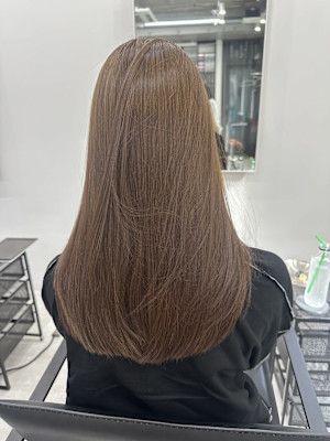 韓国顔まわりレイヤーカットグレージュオリーブベージュブラウン