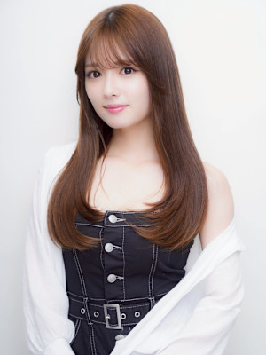 髪質改善カラー ミルクティー ロングヘア ワンカール