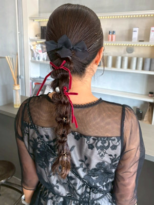 ヘアセット ローポニー アップスタイル パーティーヘア
