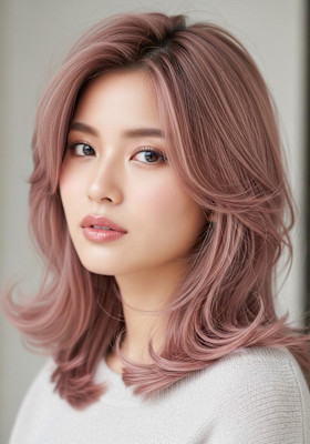 ワンホンレイヤー、ピンクミルクティーベージュ、大人かわいい