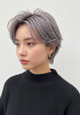 シャギーショート、ラベンダーグレー、ボーイッシュボブカート