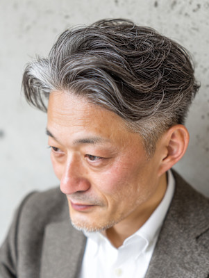 グレイヘアメンズショート