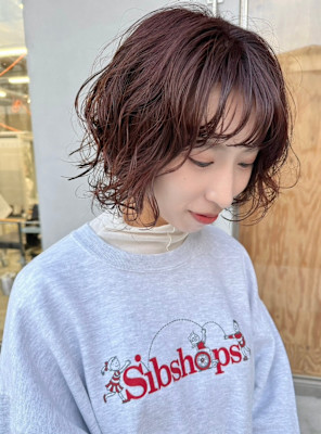 ふわふわパーマと暖色カラー