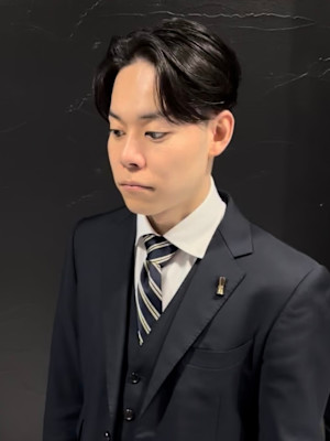 センターパート×ニュアンスパーマ×フェザーパーマ×men's